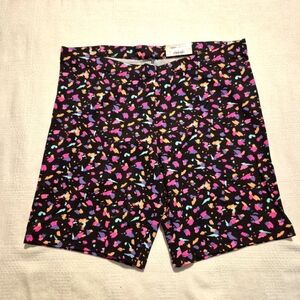 SO girls size XL 14/16 black with neon flecks print bike shorts NWT